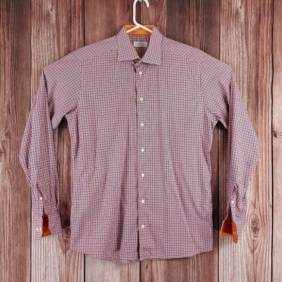 Eton Slim Fit Mens Size 43/17 Button Up Multicolor Check Long Sleeve Dress Shirt - Picture 1 of 16